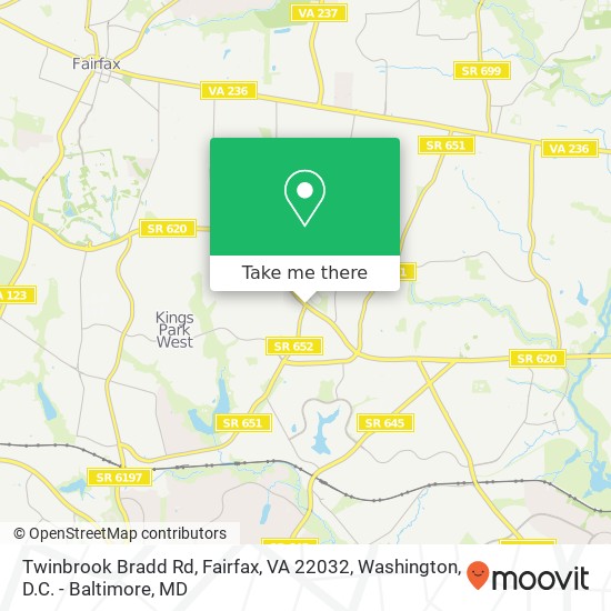 Mapa de Twinbrook Bradd Rd, Fairfax, VA 22032
