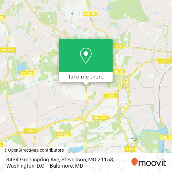 Mapa de 8434 Greenspring Ave, Stevenson, MD 21153