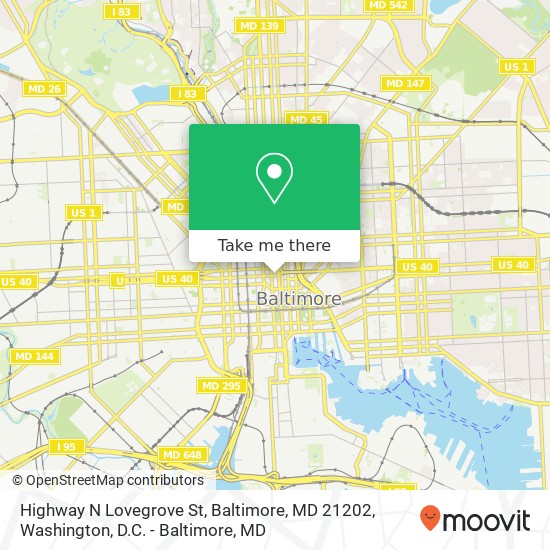 Mapa de Highway  N Lovegrove St, Baltimore, MD 21202