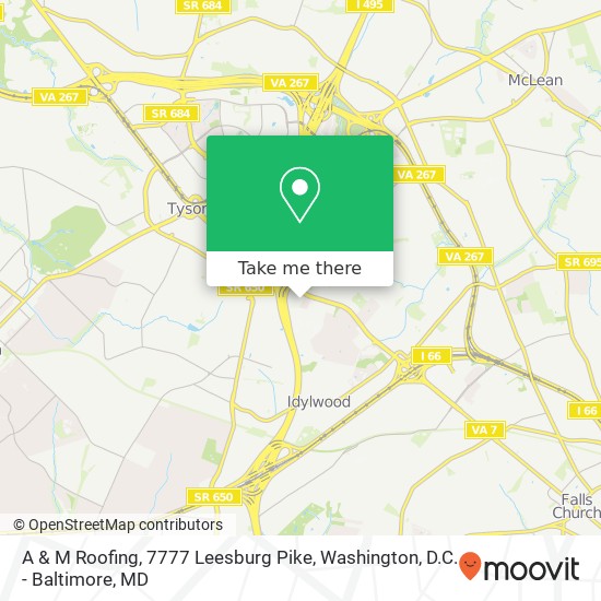 Mapa de A & M Roofing, 7777 Leesburg Pike