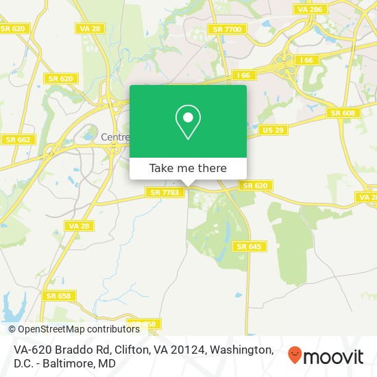 Mapa de VA-620 Braddo Rd, Clifton, VA 20124