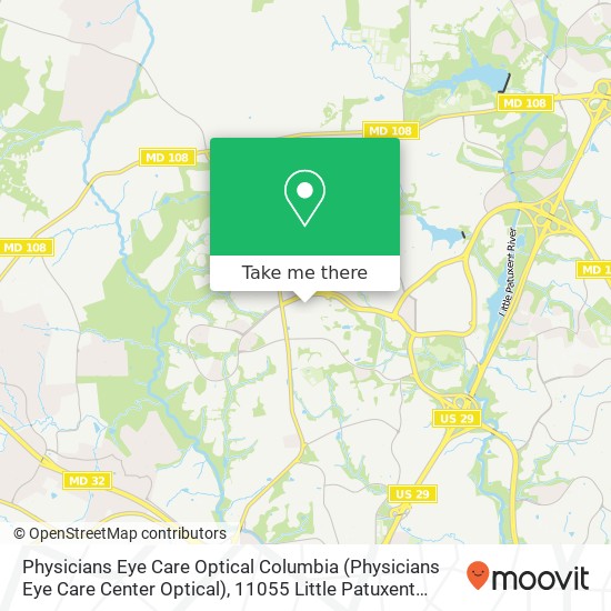 Mapa de Physicians Eye Care Optical Columbia (Physicians Eye Care Center Optical), 11055 Little Patuxent Pkwy