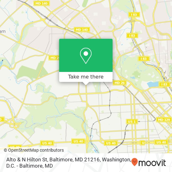 Alto & N Hilton St, Baltimore, MD 21216 map