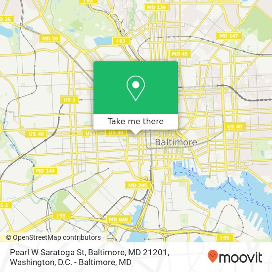 Pearl W Saratoga St, Baltimore, MD 21201 map