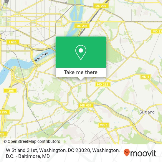 Mapa de W St and 31st, Washington, DC 20020