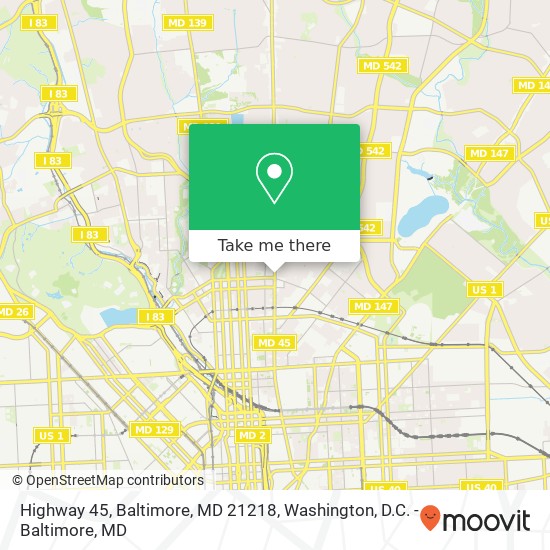 Mapa de Highway 45, Baltimore, MD 21218
