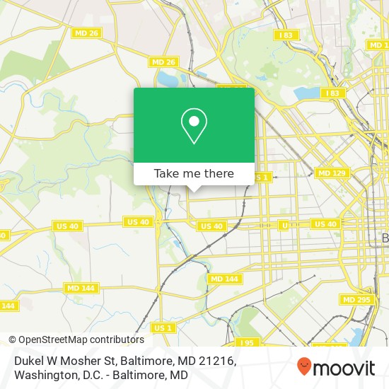 Mapa de Dukel W Mosher St, Baltimore, MD 21216