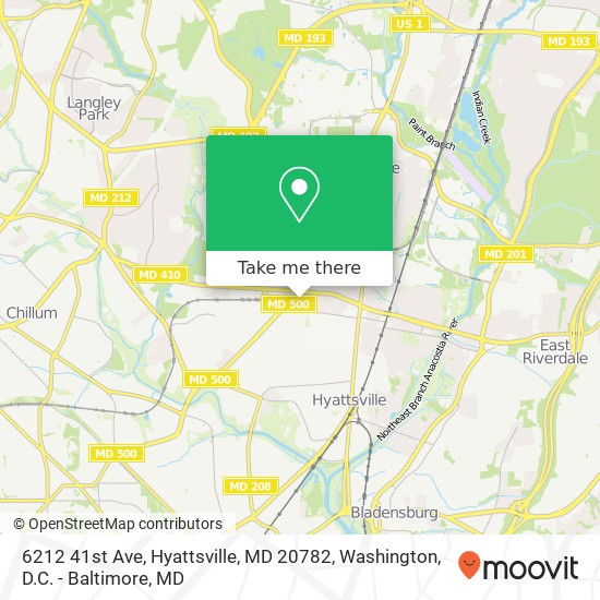 Mapa de 6212 41st Ave, Hyattsville, MD 20782
