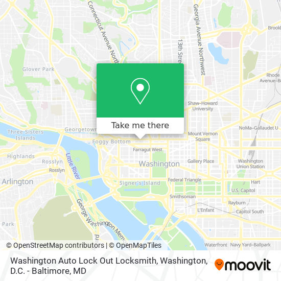 Washington Auto Lock Out Locksmith map