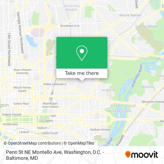 Penn St NE Montello Ave map
