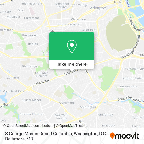 S George Mason Dr and Columbia map