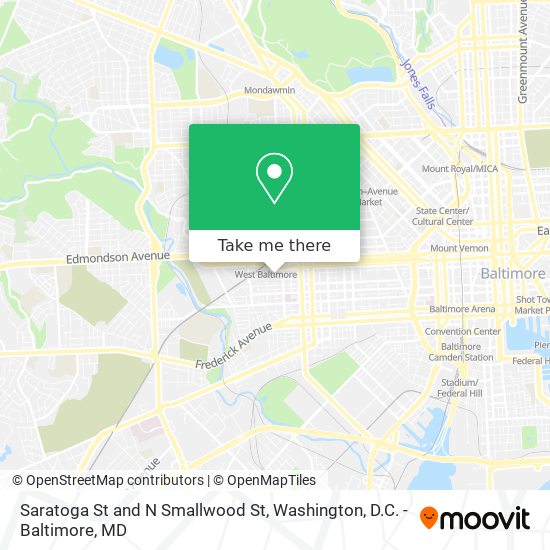 Saratoga St and N Smallwood St map