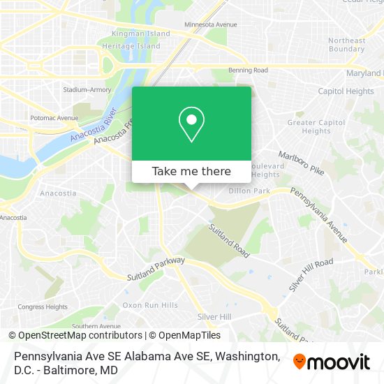 Mapa de Pennsylvania Ave SE Alabama Ave SE