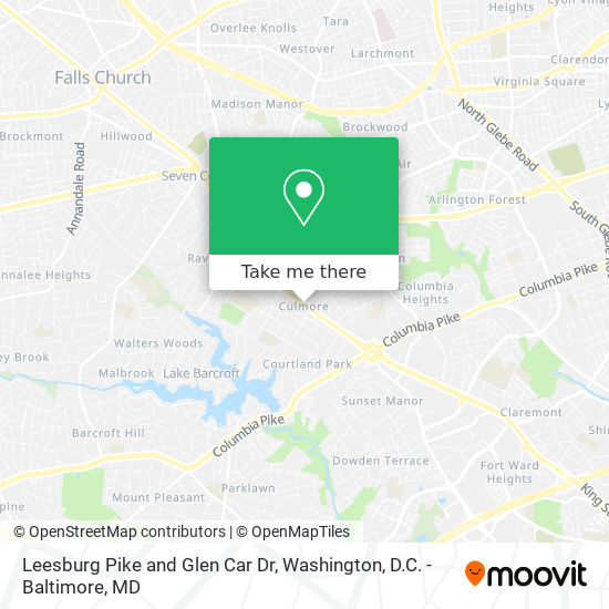 Leesburg Pike and Glen Car Dr map
