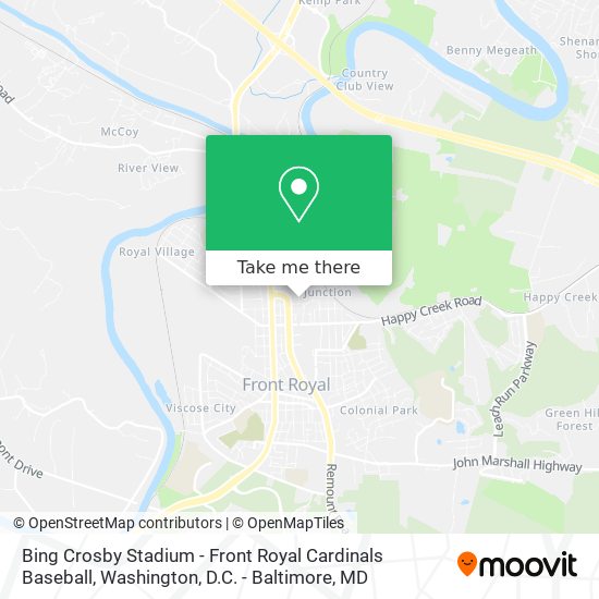 Bing Crosby Stadium - Front Royal Cardinals Baseball map