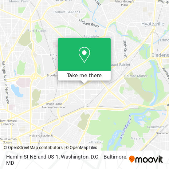 Hamlin St NE and US-1 map