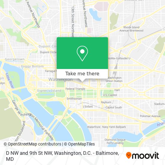 D NW and 9th St NW map