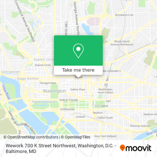 Mapa de Wework 700 K Street Northwest