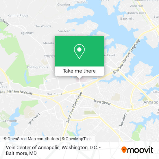 Vein Center of Annapolis map