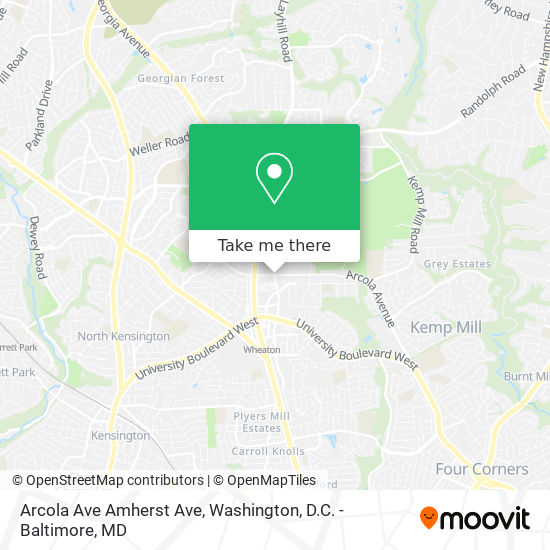 Arcola Ave Amherst Ave map