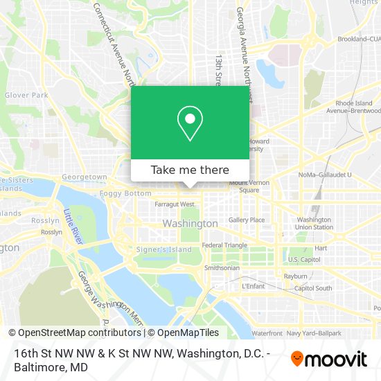 16th St NW NW & K St NW NW map