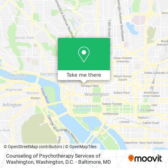 Counseling of Psychotherapy Services of Washington map