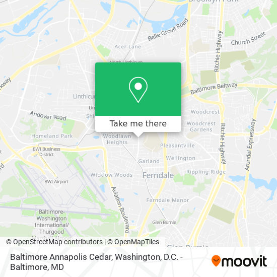 Baltimore Annapolis Cedar map