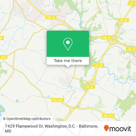 Mapa de 7429 Flamewood Dr, Clarksville, MD 21029