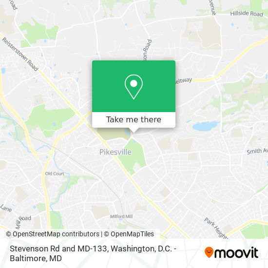 Stevenson Rd and MD-133 map