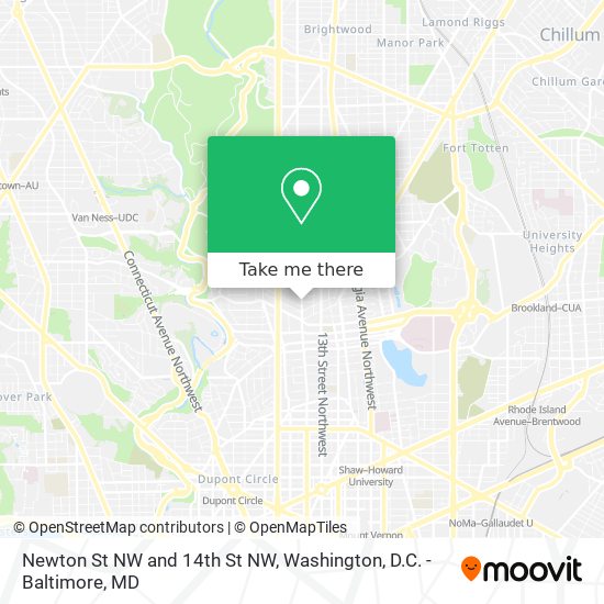 Newton St NW and 14th St NW map