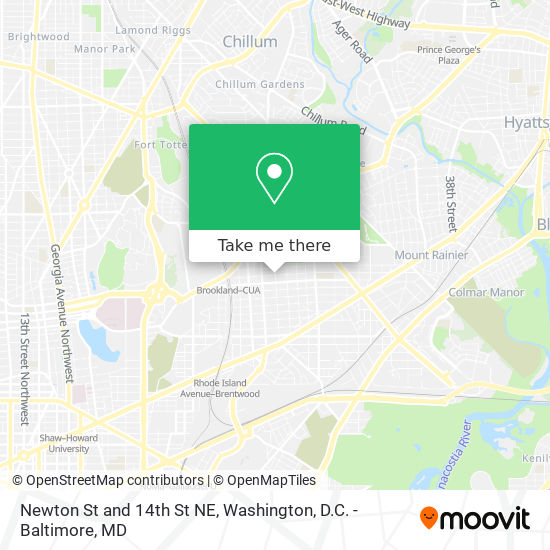 Newton St and 14th St NE map