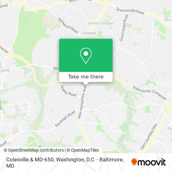 Colesville & MD-650 map