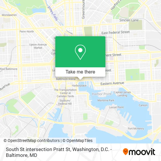 Mapa de South St intersection Pratt St