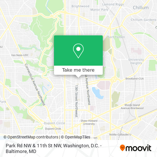 Park Rd NW & 11th St NW map