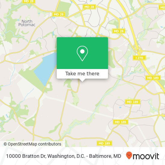 Mapa de 10000 Bratton Dr, Rockville, MD 20850