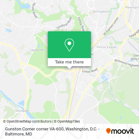 Gunston Corner corner VA-600 map