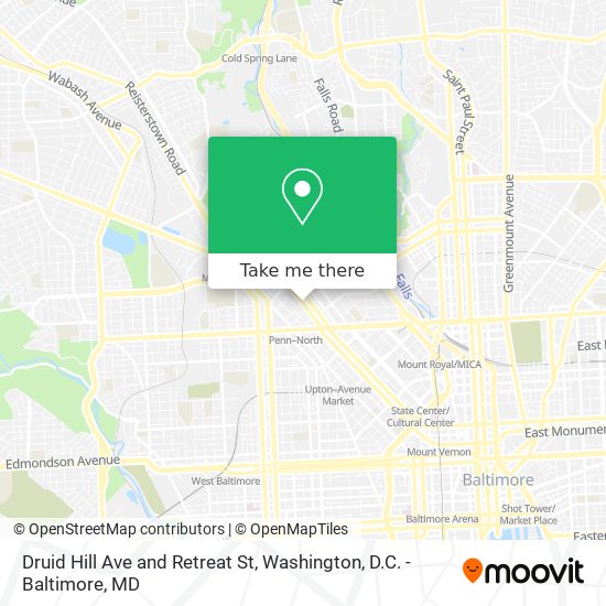 Druid Hill Ave and Retreat St map