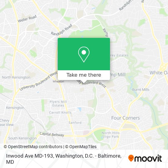 Inwood Ave MD-193 map