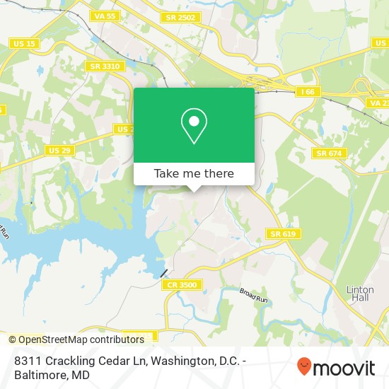 Mapa de 8311 Crackling Cedar Ln, Gainesville, VA 20155