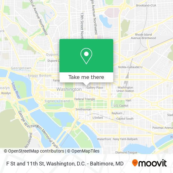 F St and 11th St map
