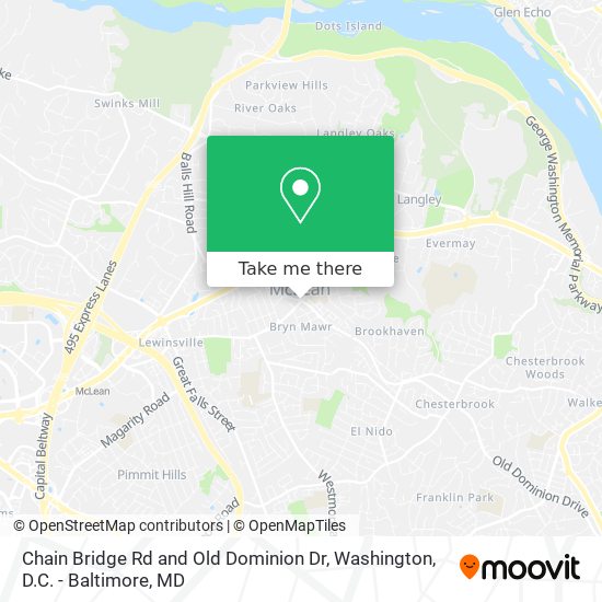 Chain Bridge Rd and Old Dominion Dr map