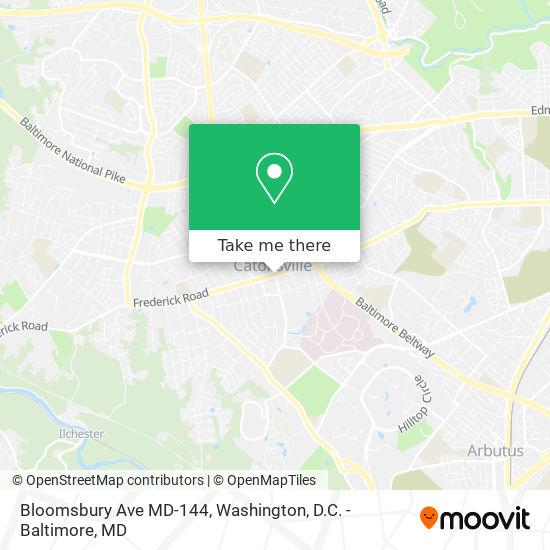 Bloomsbury Ave MD-144 map
