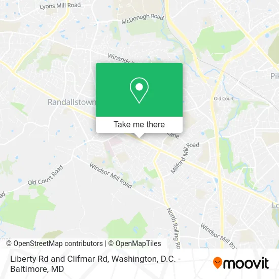 Liberty Rd and Clifmar Rd map