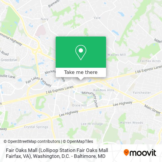 Mapa de Fair Oaks Mall (Lollipop Station Fair Oaks Mall Fairfax, VA)