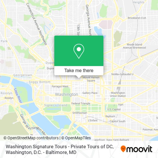 Mapa de Washington Signature Tours - Private Tours of DC