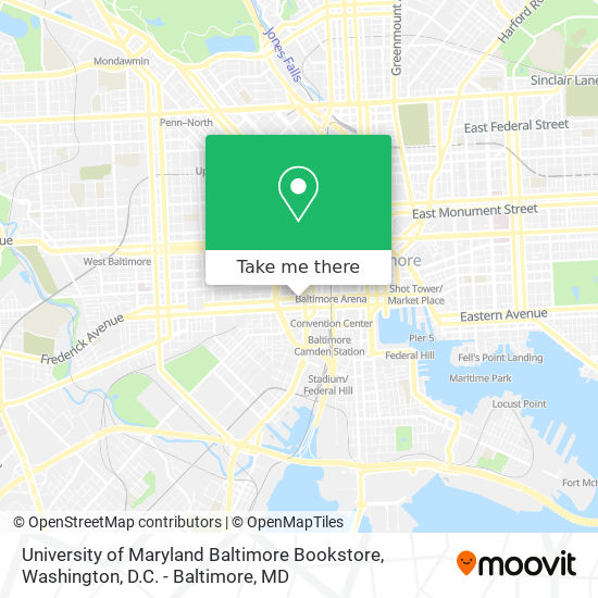 Mapa de University of Maryland Baltimore Bookstore