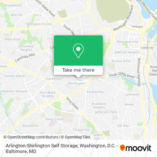 Arlington-Shirlington Self Storage map