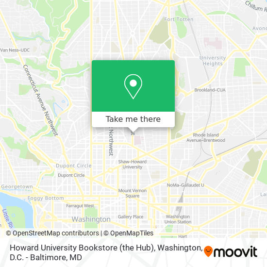 Mapa de Howard University Bookstore (the Hub)