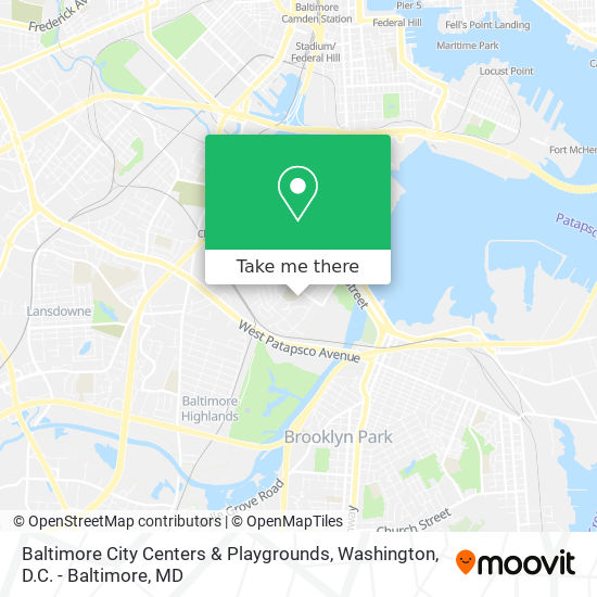 Mapa de Baltimore City Centers & Playgrounds