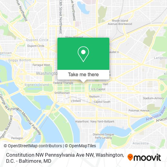 Constitution NW Pennsylvania Ave NW map